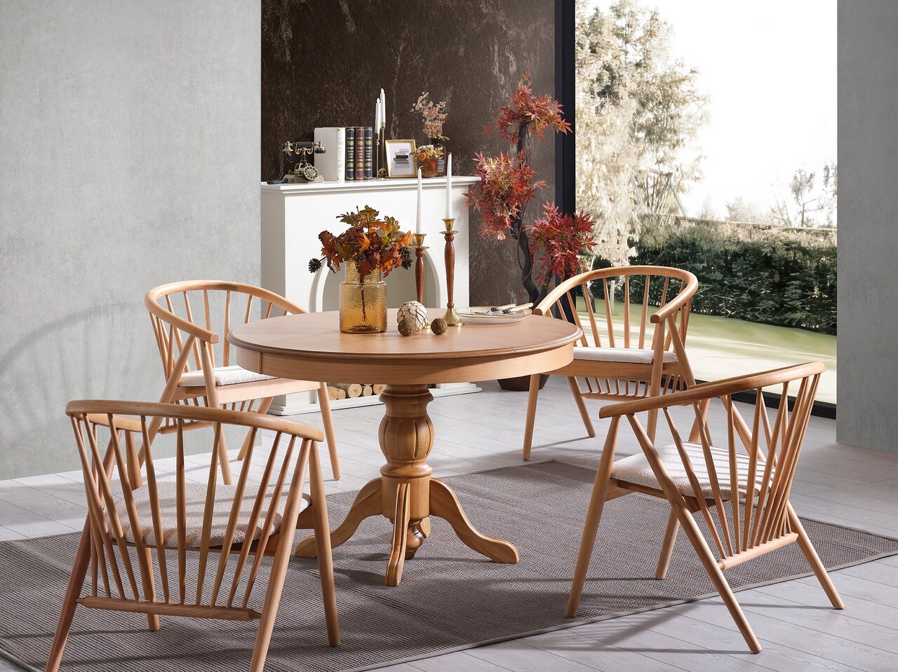 Masa extensibila, Hanah Home, Eva, 118x75x118 cm, Natural - imagine 4